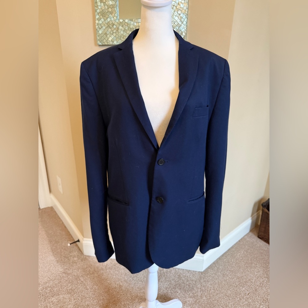 Men’s H&M Blue Navy Blazer Coat Suit Pants Combo Size 33R